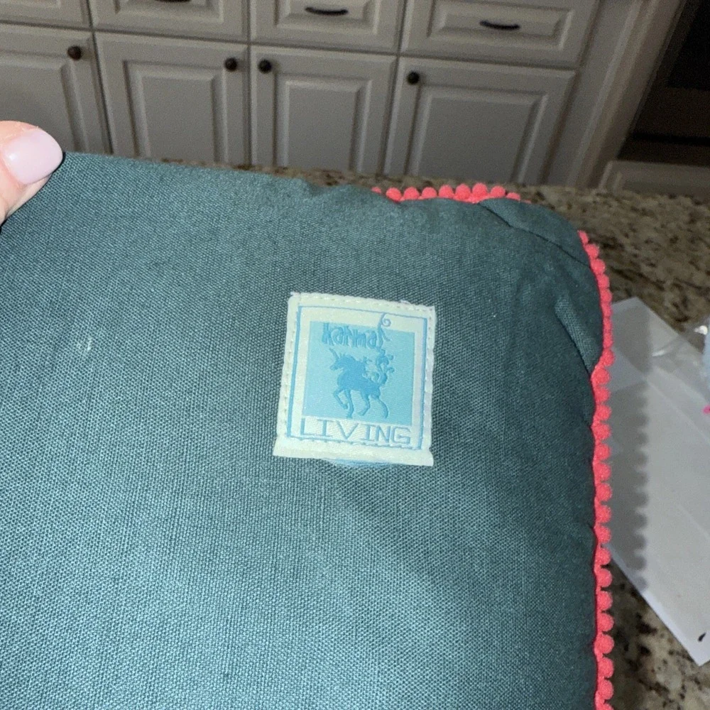 Karma Living Classic Embroidered Pug Pillow‎ Farm Floral Pillow 18